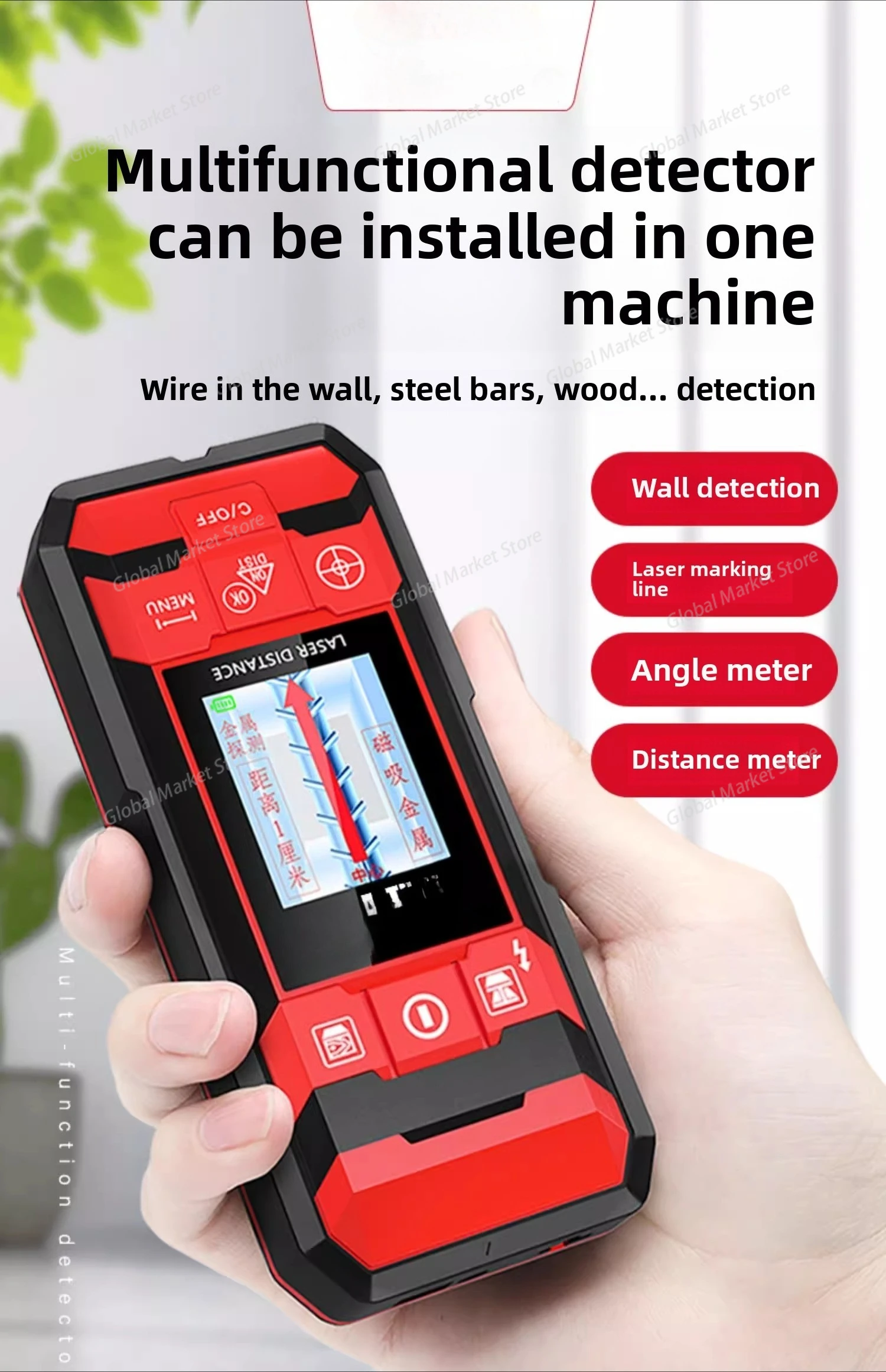 Für Delixi-Wanddetektoren, ein multifunktionales Gerät zum Scannen von versteckten Stahlstäben und Metallen in Beton DLX-MDK-3101K