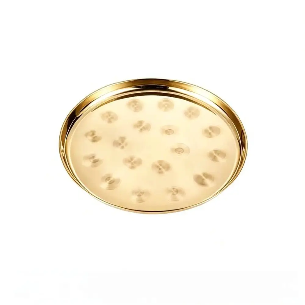 Heavy Duty Stainless Steel Round Platter Shallow Tray Flat Base Serving Dish For BBQ Food Kitchen Equipment