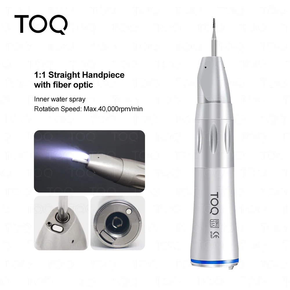 Dental LED Fiber Optic Handpiece set 1:5 Red Ring/4:1/1:1 Contra-Angle 1:1 Straight Nose fit to all E type Electric Motor