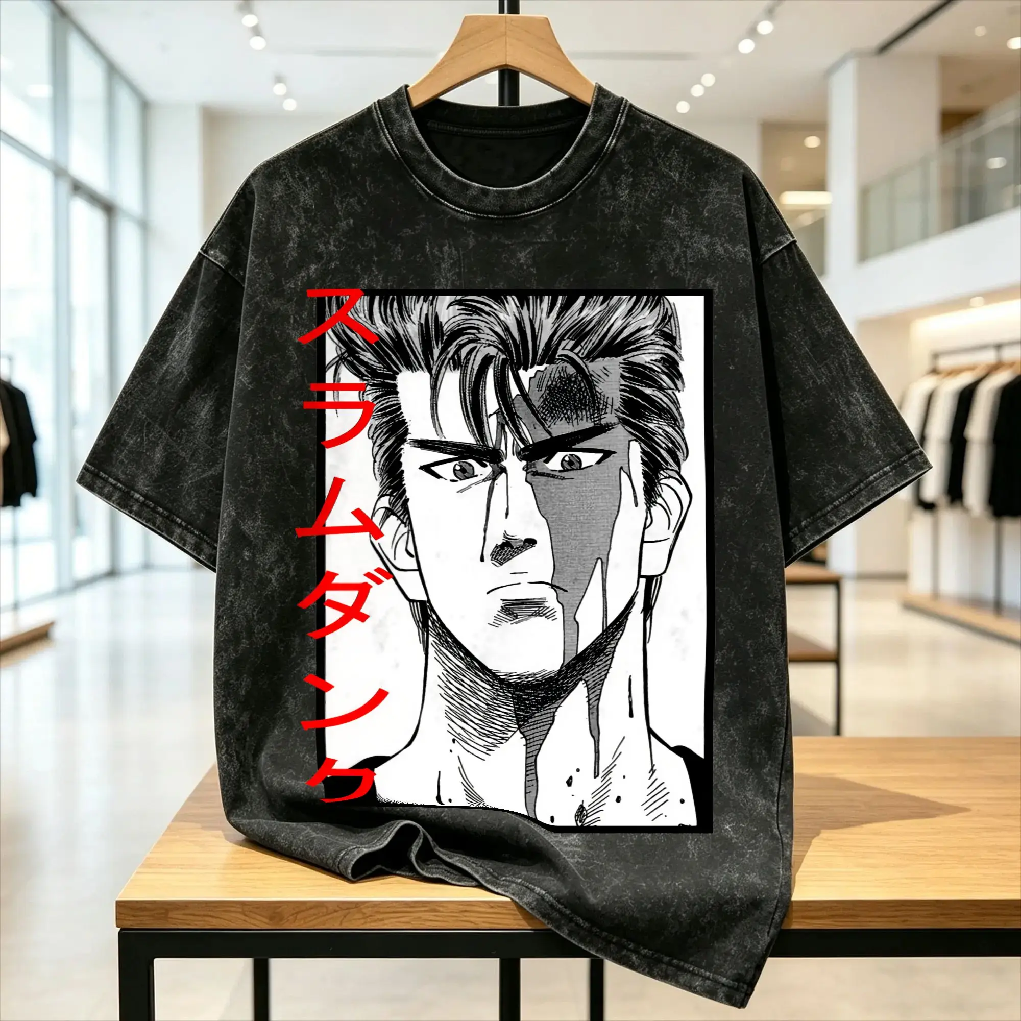 Humorous Slam Dunks T-Shirt for Men Round Collar 100% Cotton Washed T Shirt  Short Sleeve Tee Shirt Summer Clothing