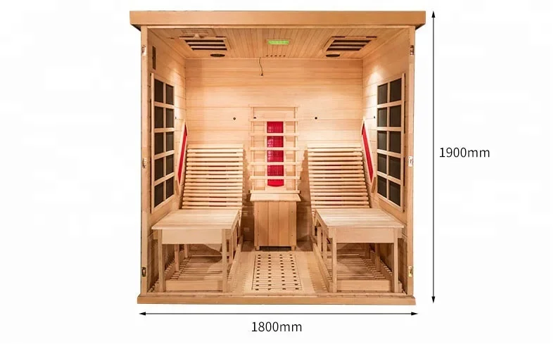 2023 Hemlock/инфракрасная сауна из красного кедра, 2-местная сауна с дальним инфракрасным излучением с двумя лаундрами