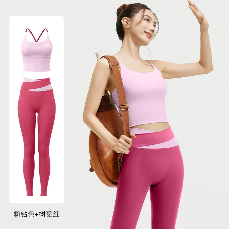 UNI UNI-Conjunto de chaleco deportivo para Yoga para mujer, traje deportivo para correr con almohadilla en el pecho, pantalones de Yoga con tirantes, ropa de Fitness