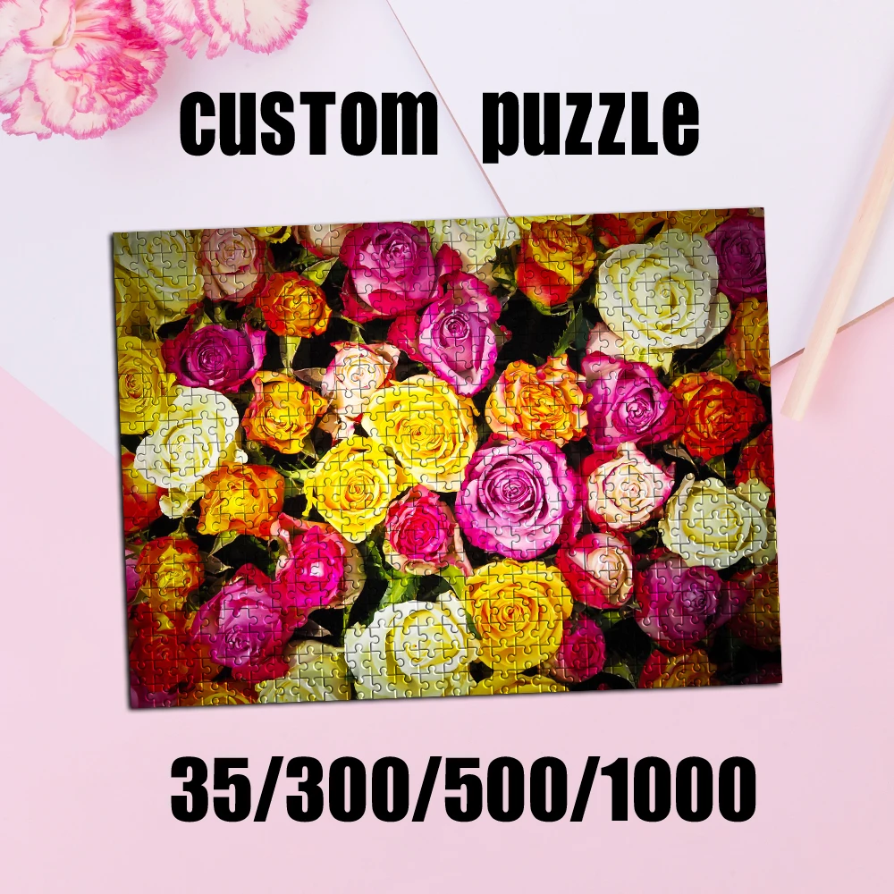 35/300/500/1000pcs Personalized Custom Photo Puzzle scenery photo DIY Puzzle Portrait Painting Handmade Birthday Gift