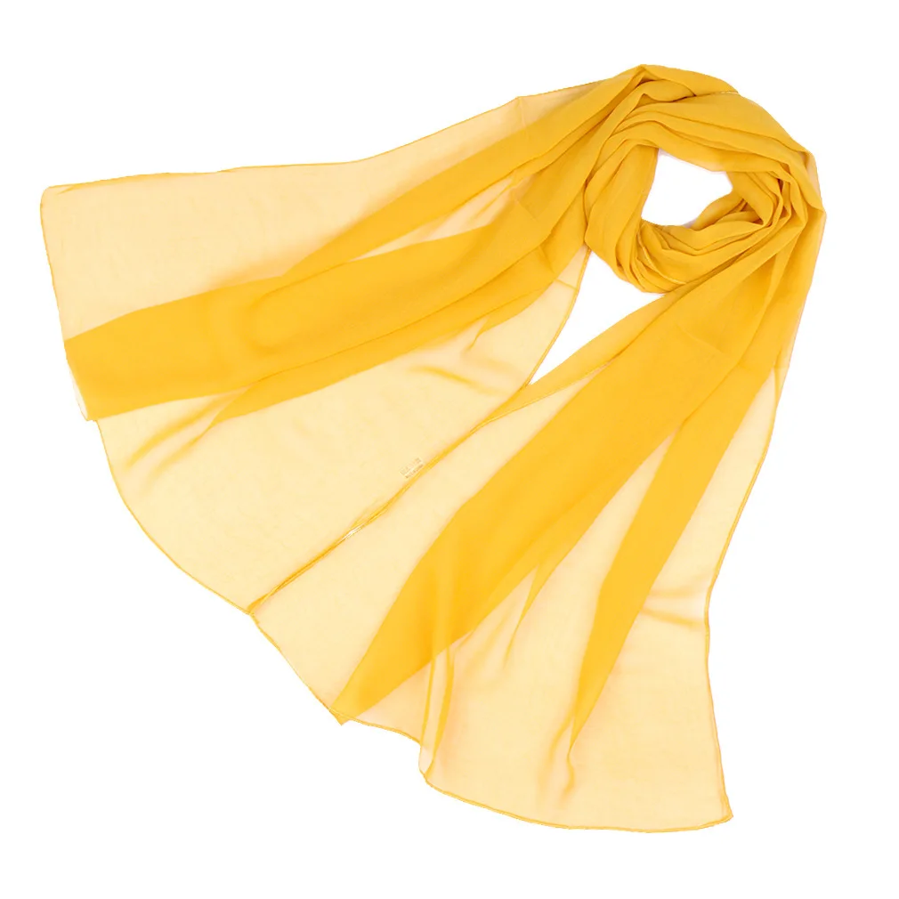 New Summer Chiffon Women Scarves Girls Solid Color Sunscreen Thin Scarves Soft Performance Scarf Casual Female Wrap Shawls