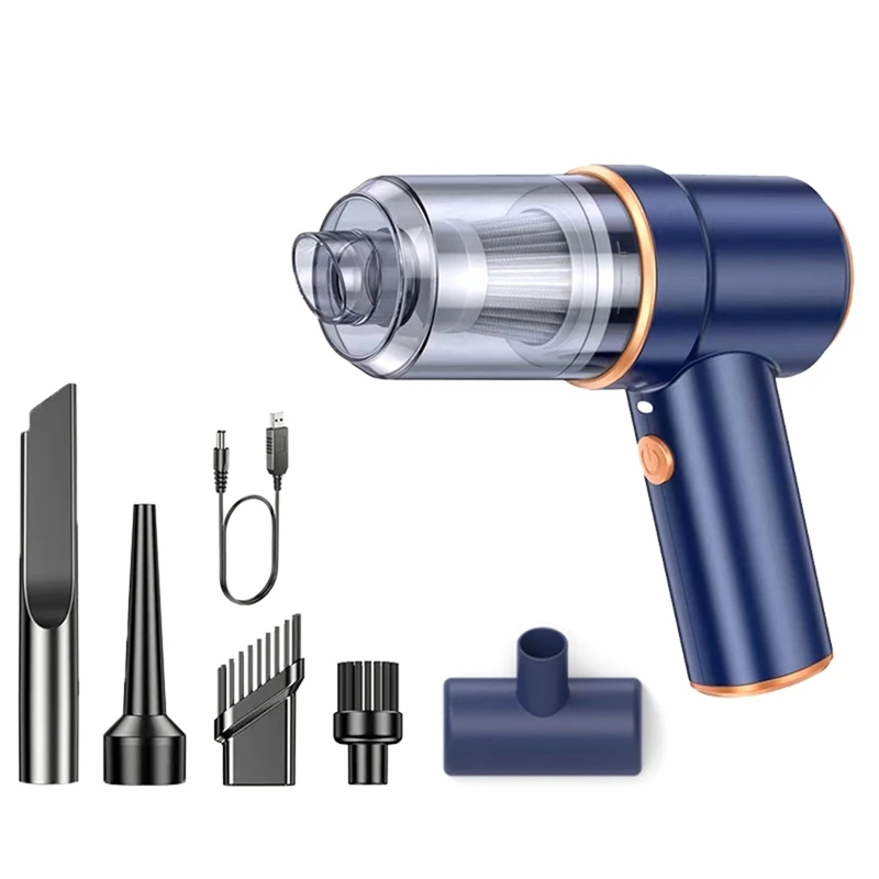 1 Set Handheld Stofzuiger Mini Stofzuiger Draadloze Draagbare Voor Auto En Thuis Blauw