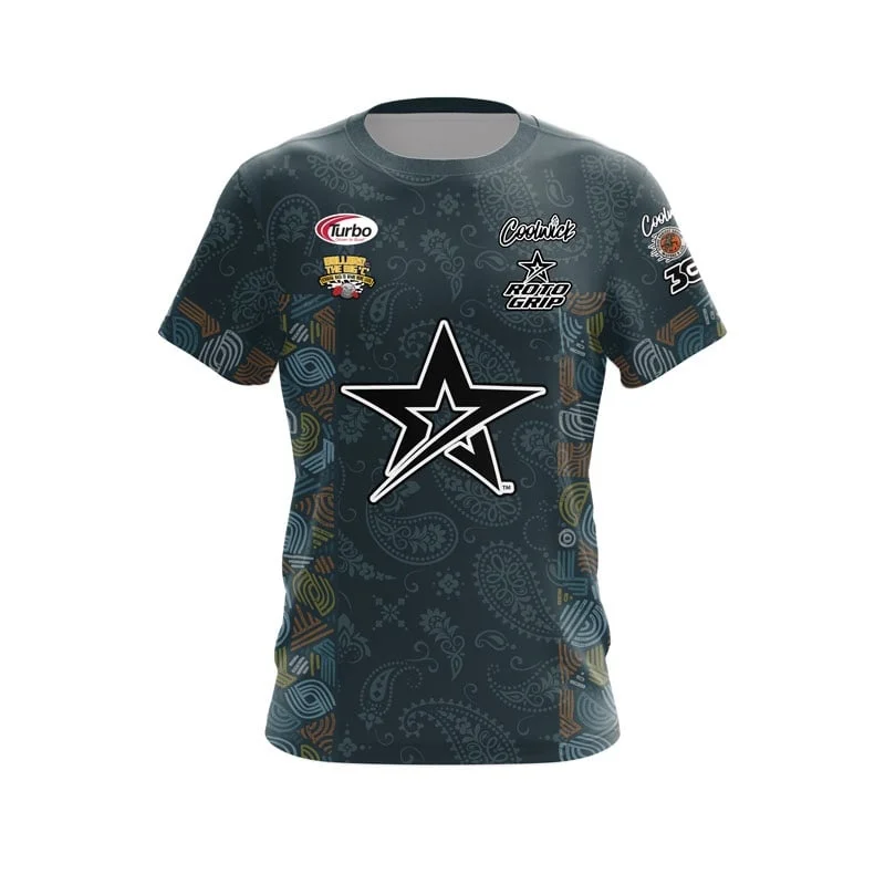New Men Roto Grip Gradient Star Full Print Bowling Shirt Short Sleeve Performance Sports T-shirt Women's Casual  - Parent Child