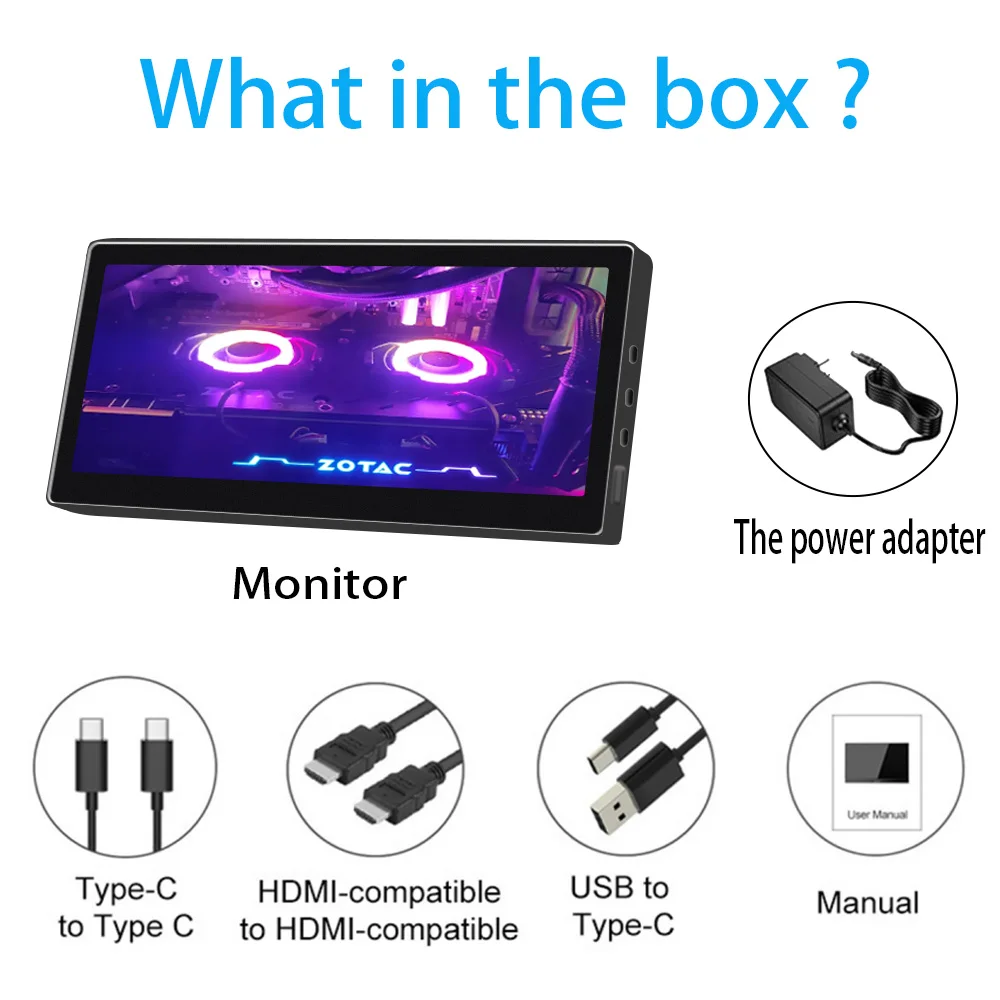 TouchScreen 10.3 Inch Portable Monitor 1920*720 Long Bar Monitor IPS Dual Speakers HDMI Type-C for Mac Laptop, PC,Switch, Phone