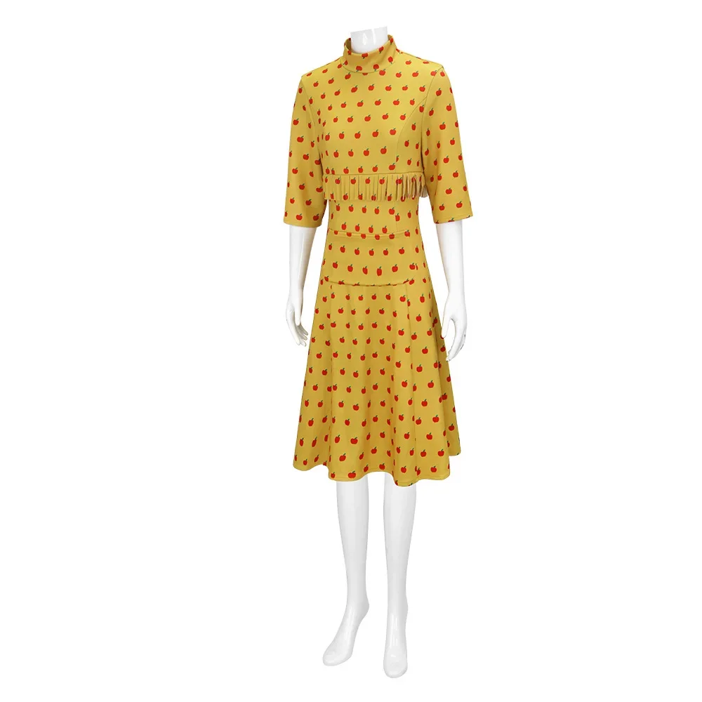 Disfraz de Cosplay de la Película "Fantastic Mr Fox Mrs Fox", Vestido Largo Amarillo, Ropa de Disfraz para Halloween, Vestido de Fiesta para Mujer, Ropa de Disfraz
