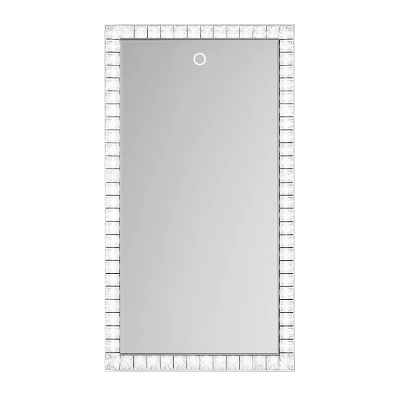 Nordic stainless steel mirror wall-mounted bedroom bathroom makeup wall-mounted full body crystal mirror