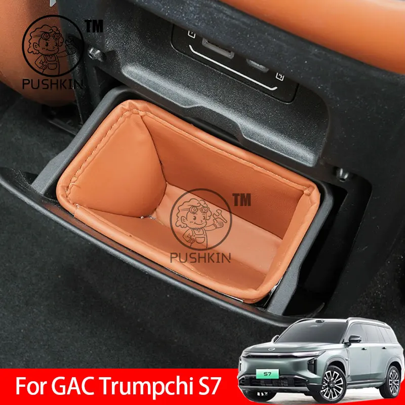 

Armrest rear row lower leather storage box Fit For GAC Trumpchi S7 2025 2026 Rear Organizer Pad Car Accessories
