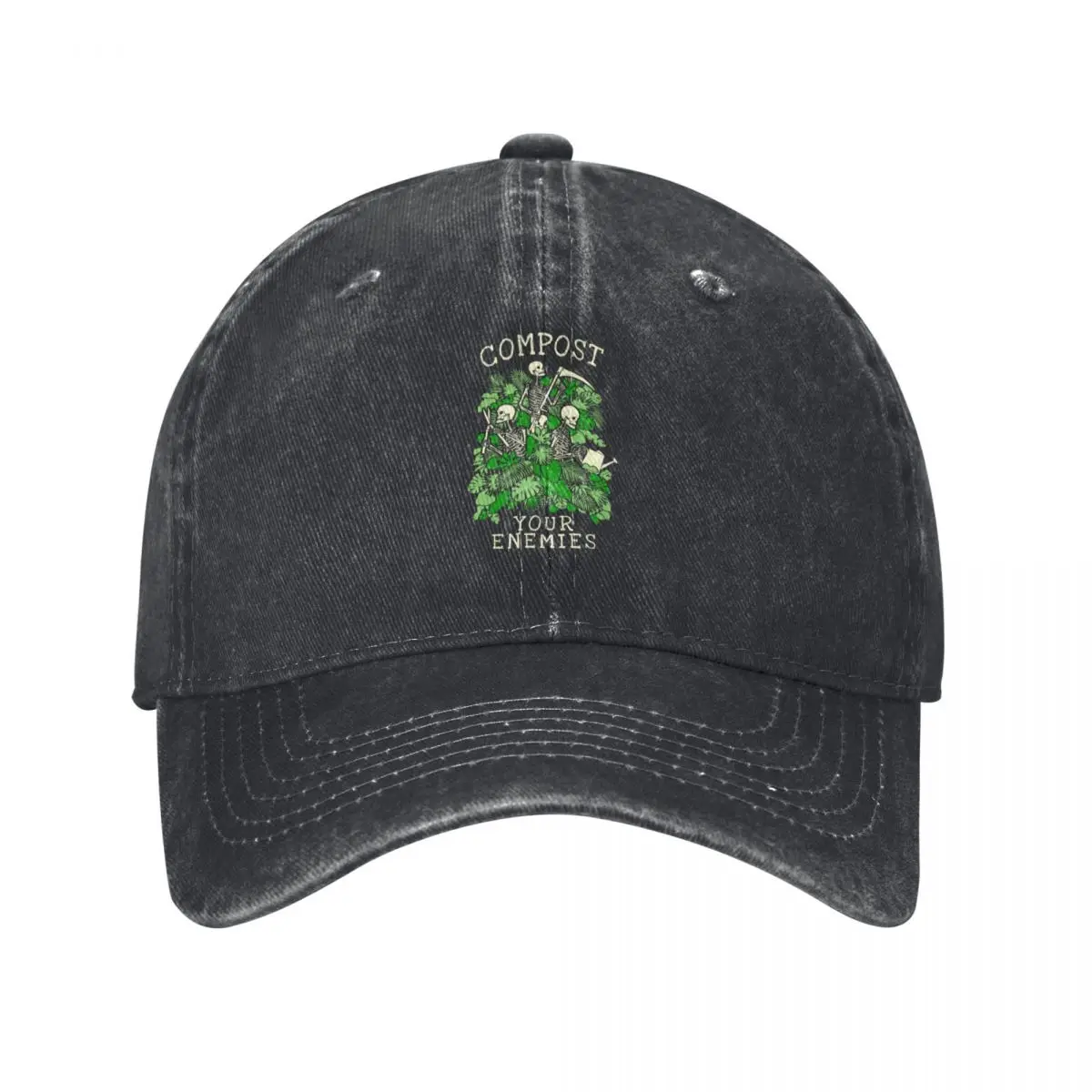 Compost Your Enemies Funny Gardening Goth Skeleton Gardener Baseball Cap Golf Hat Horse Hat Rave party Hat Girl Men's