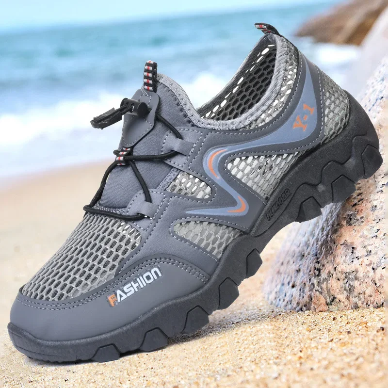 Hiking Shoes Men Slip on Summer Casual Shoes Outdoot Breathable Beach Water Shoes Quick Drying Aqua Walking Sneakers Non Slip