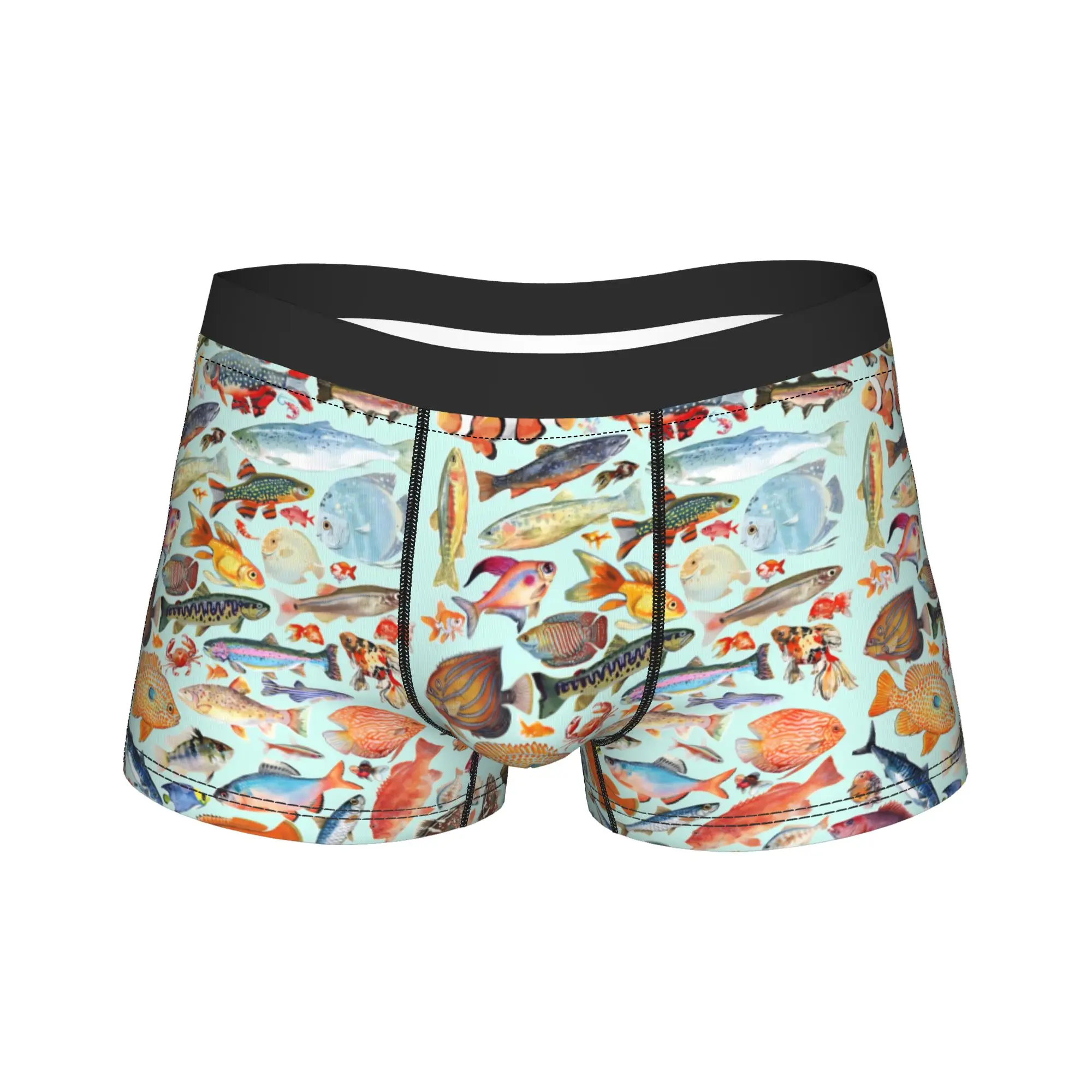 Fish Bait Underwear Colorful Printed Fish Fishing Pattern Men's Panties Comfortable Boxershorts Shorts Briefs Large Size