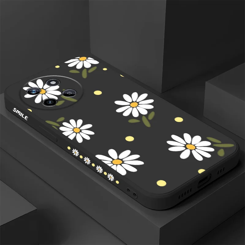 

Elegant Daisy Phone Case For OPPO Realme 14 13 12 11 10 9 9i 8 8i 7 Pro Plus C35 C21Y C25Y C25 4G 5G Liquid Silicone Cover