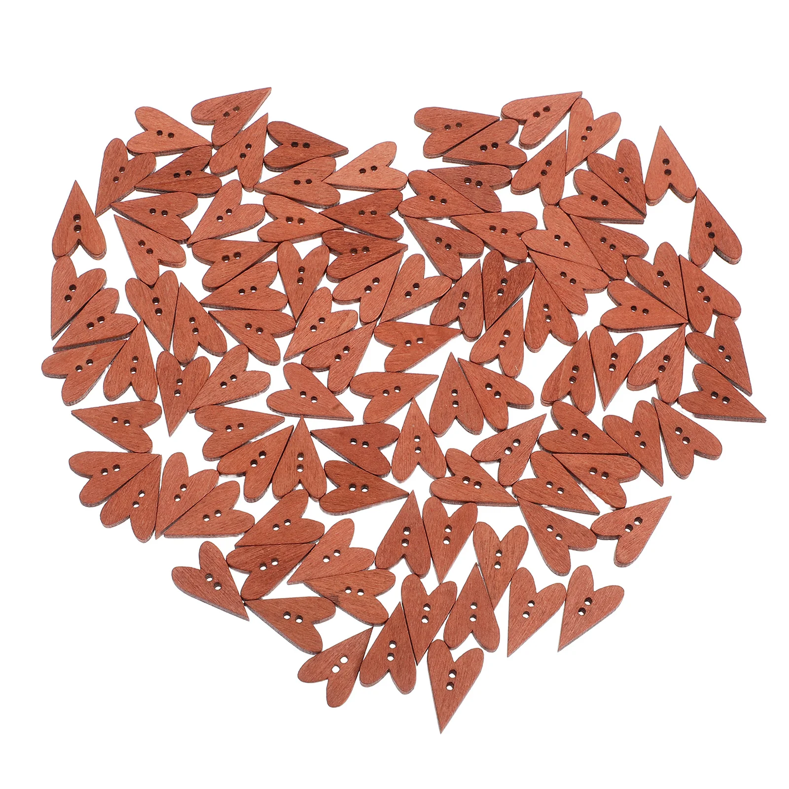 100 шт. Деревянные кнопки в виде сердца для рукоделия