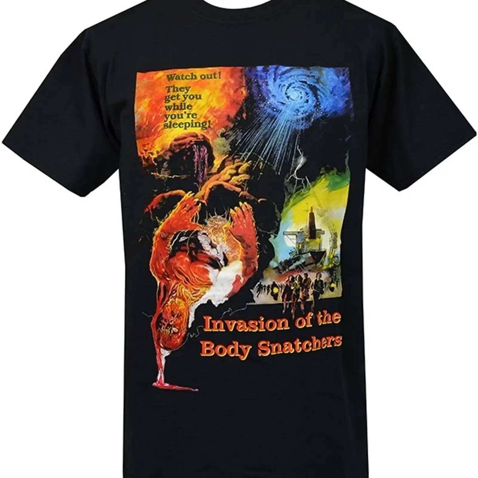 Invasion of the Body Snatchers T Shirt Herren Classic Sci Fi Horror Movie vintage Washed Breathable Stylish