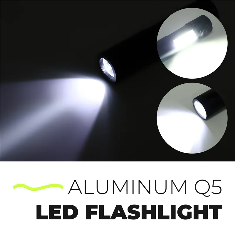 Новый мини-портативный алюминиевый светодиодный фонарик Q5 XPE & COB, рабочий фонарь Lanterna, мощный фонарик-ручка, 4 режима использования 14500 или AA-A05I