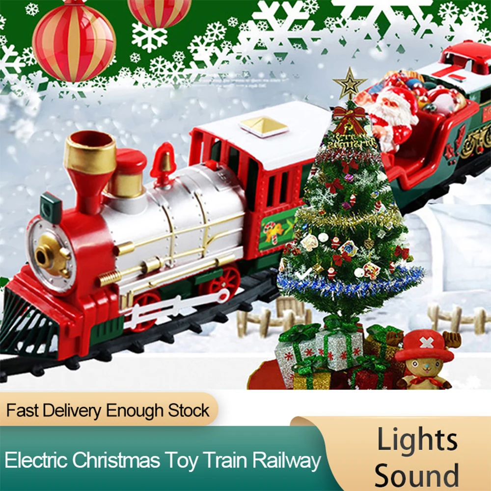 

Electronic Train Railway Toy With Lights Sounds Music Tracks Racing Car Steam Locomotive Engine Building Block Train Kids Gift