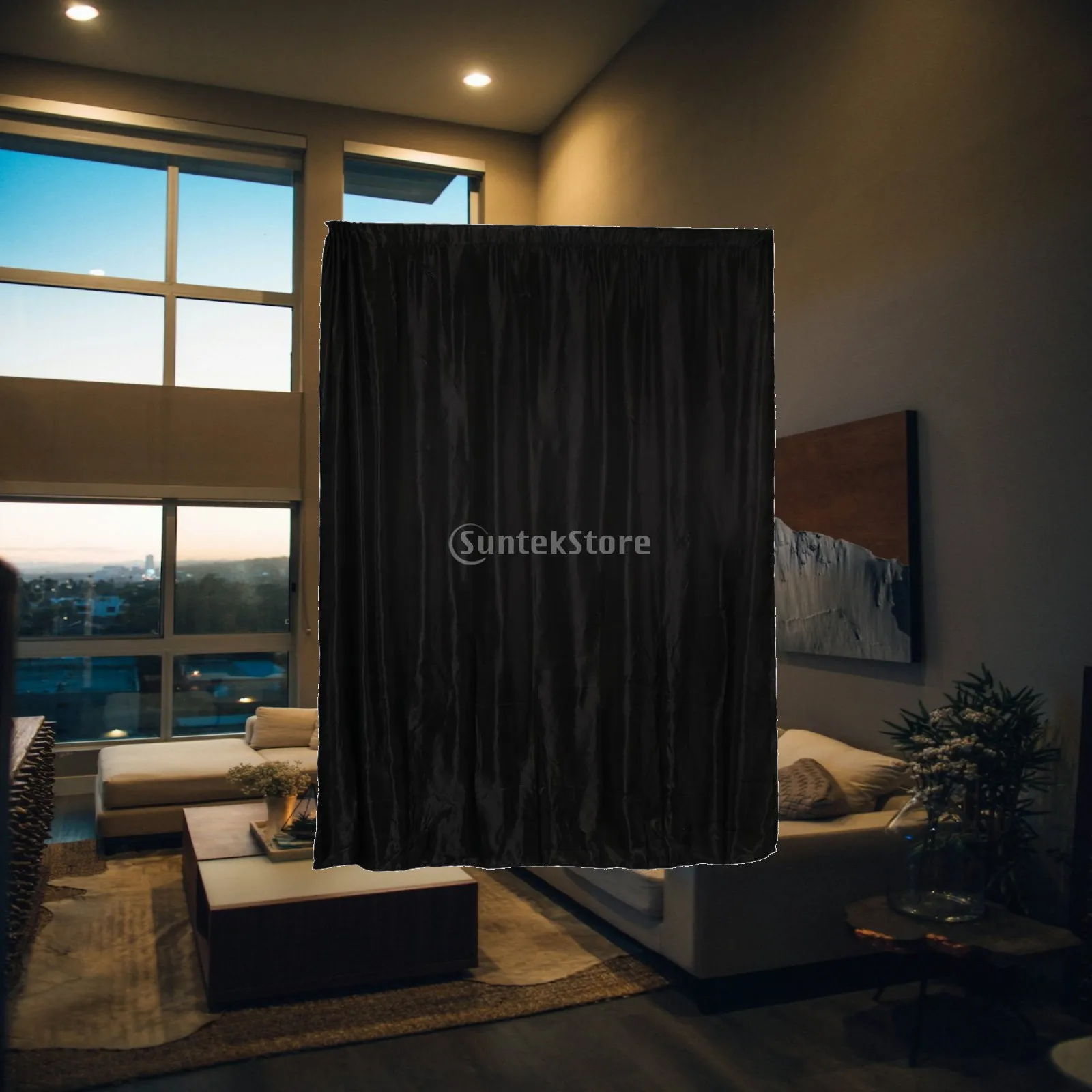 

Satin Blackout Curtain Panel Light Filtering Drape Rod Pocket Window Shade for Bedroom Living Room