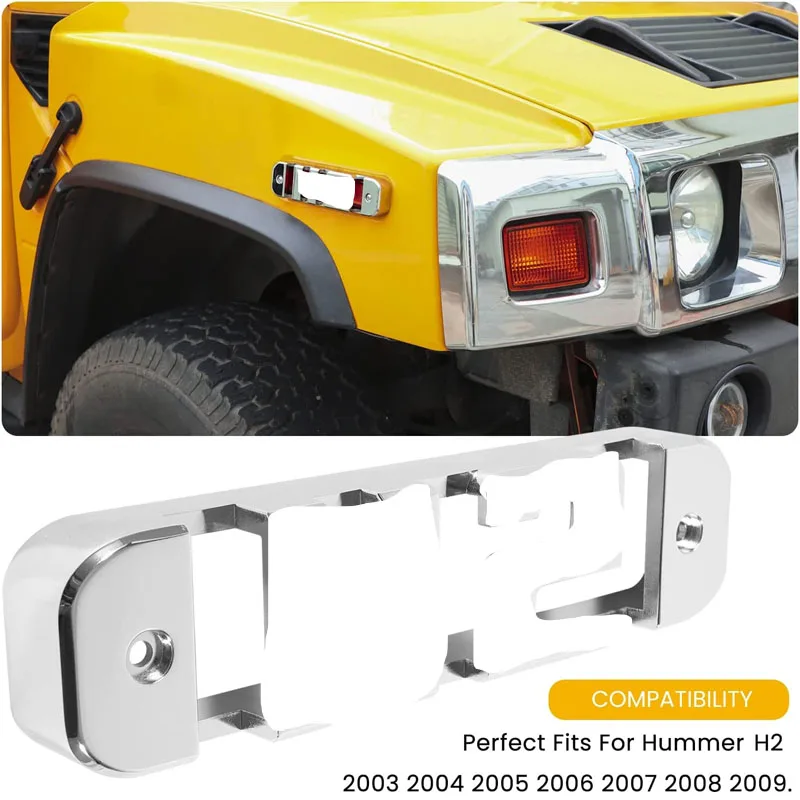 Side Marker Light Bezels Covers Set With Logo Billet Chrome Trim Exterior Accessories For  H2 2003 - 2009 (Pack Of 4)