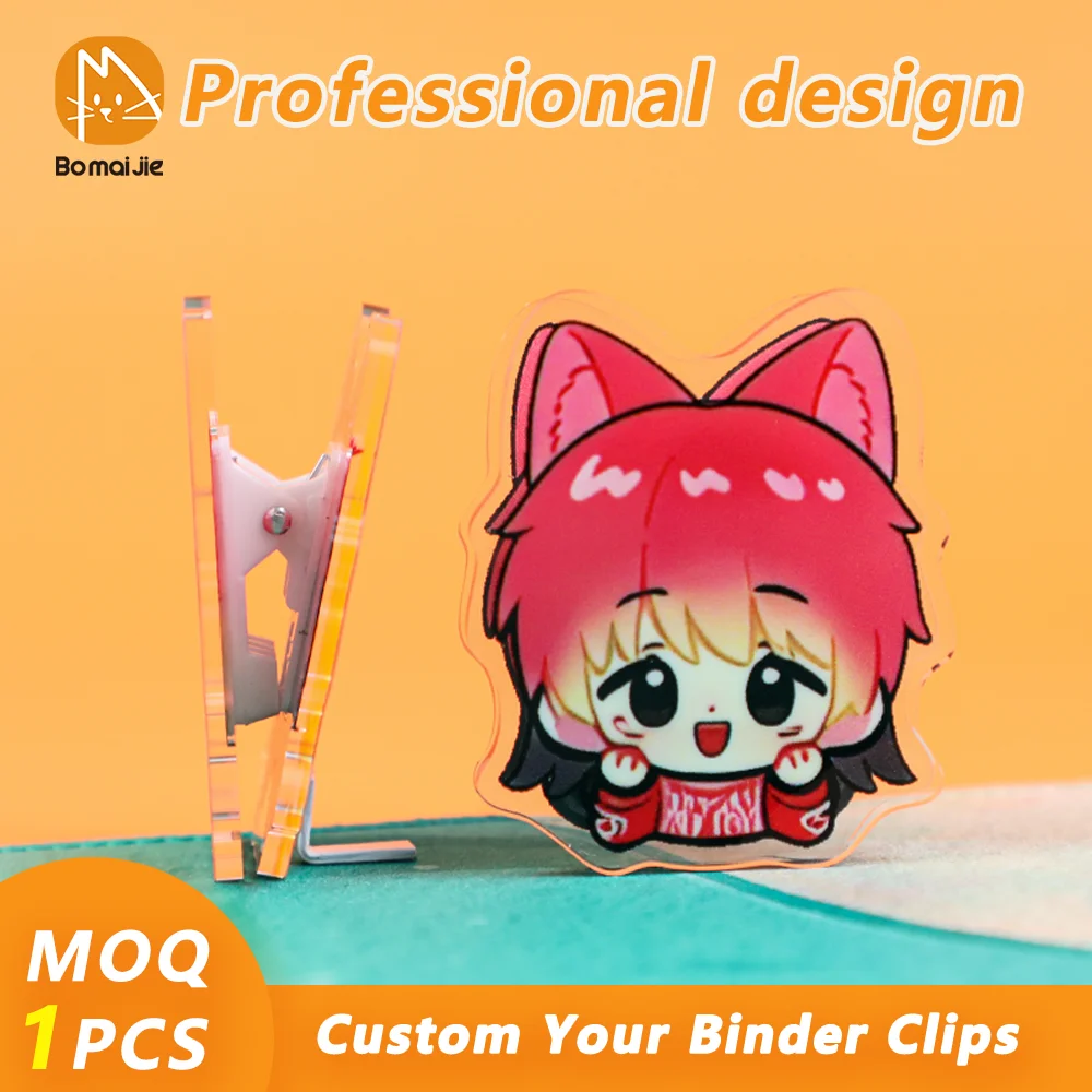 Custom Acrylic Binder Clips Deco Planner Clips Paper Clamp Office Decorative Supplies PP Clip for Paper Customized Clips
