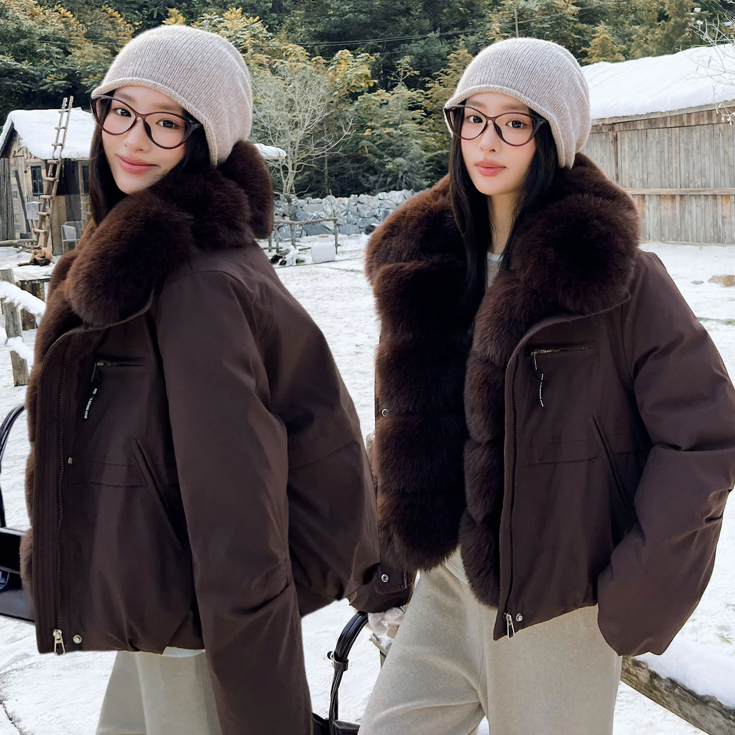 2026 Detachable Big Fur Collar Short Parkas Women's Winter Down Cotton-padded Jacket Loose Outerwear Student Thicken Warm Coats