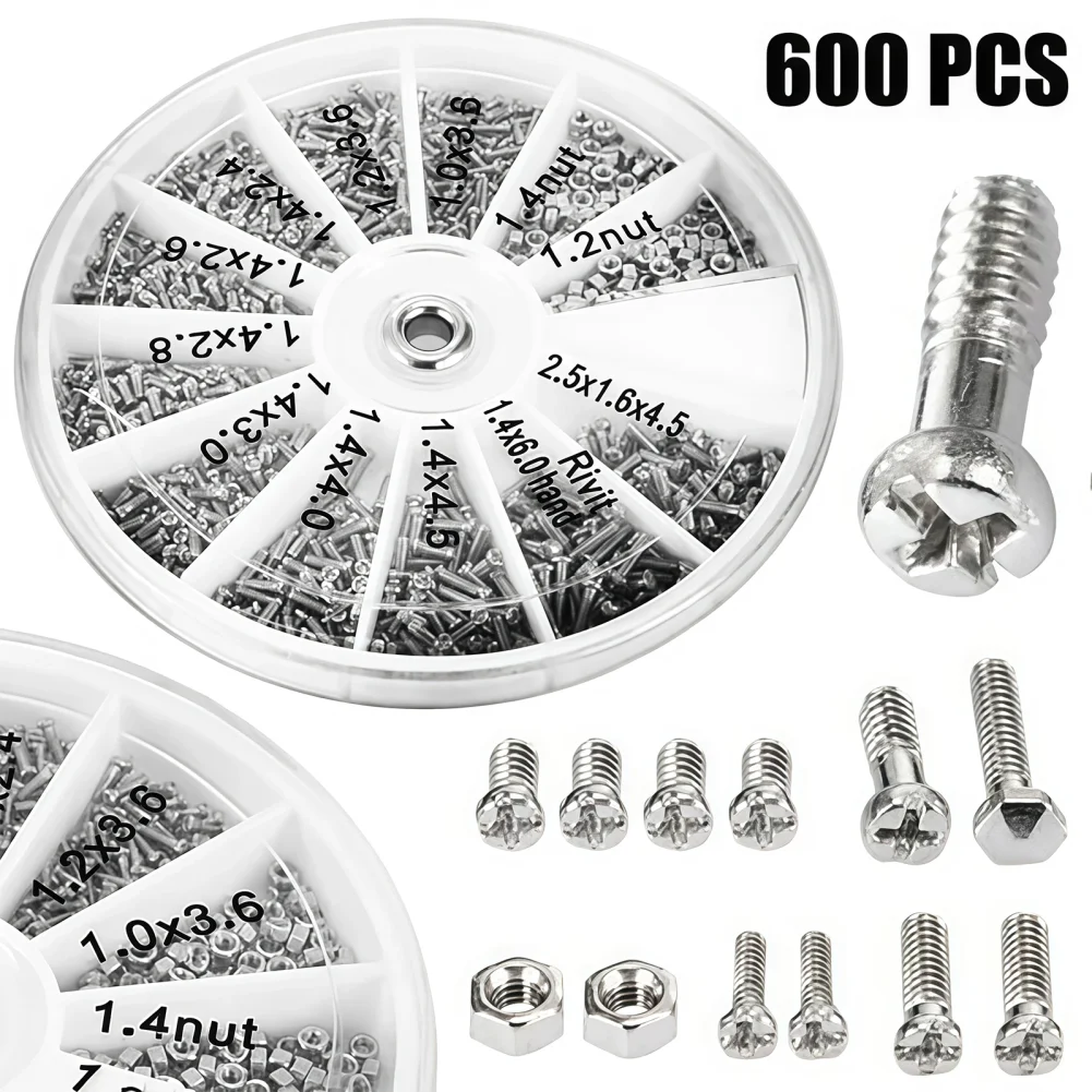 Eyeglass Screw Kit – Universal Nose Pad & Temple Screws Set with Nuts, 10-Size Repair Tools for Glasses Accessories