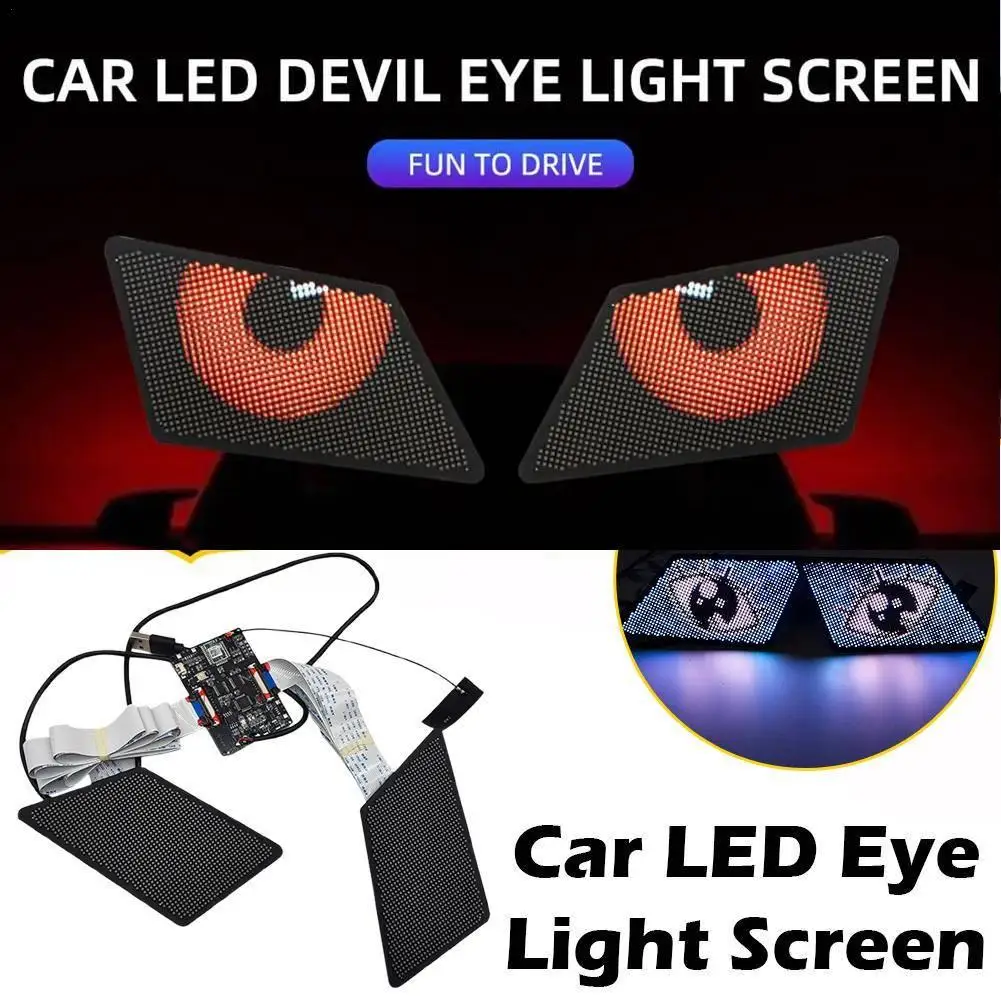 Car Smart LED Eye Light Screen, Mobile APP Control Devil Eye Car Motorcycle Headlight Assembly Modification Car Accessories