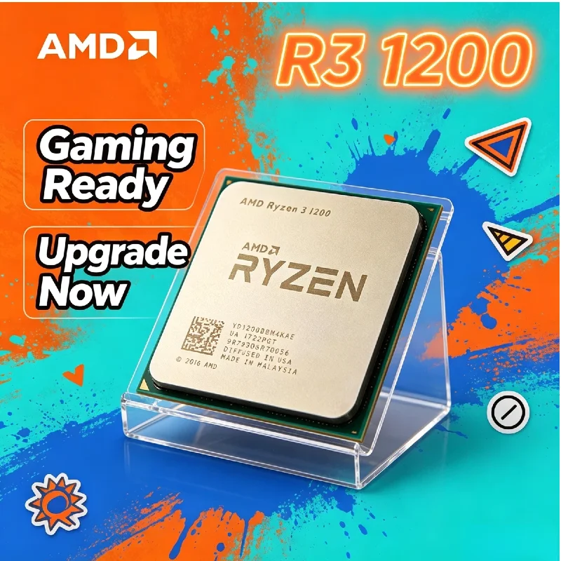 AMD Ryzen 3 1200 4C 4T OC AM4 CPU 3.4GHz Max Boost Speed 8MB Cache Zen 65W DDR4 Budget Bulk Desktop Gaming Processor