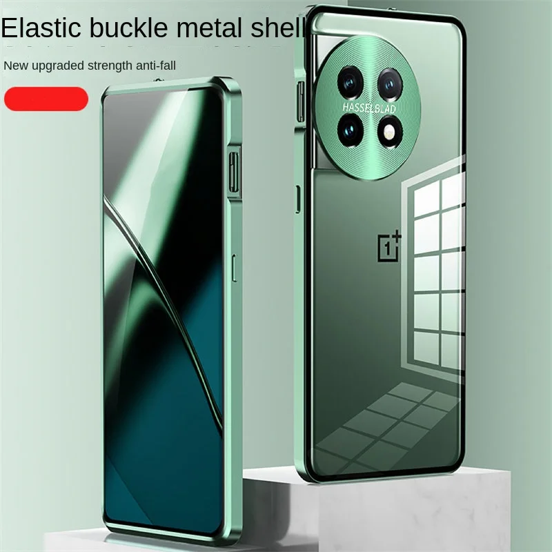 Oneplus 12 Oneplus12 CPH2581 Case Metal Aluminum Bumper with Half Clear Matte Back Hard Cover Phone Case for Oneplus 12 CPH2581