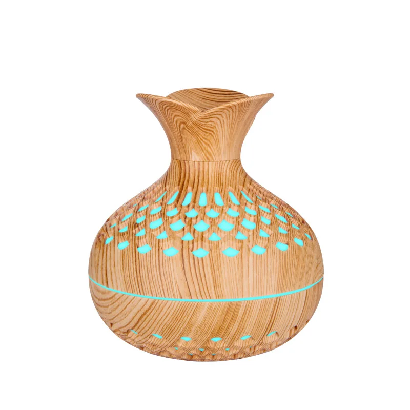 Wood Grain Ultrasonic Humidifier with 7-Color Night Light, Quiet Mist for Bedroom & Office