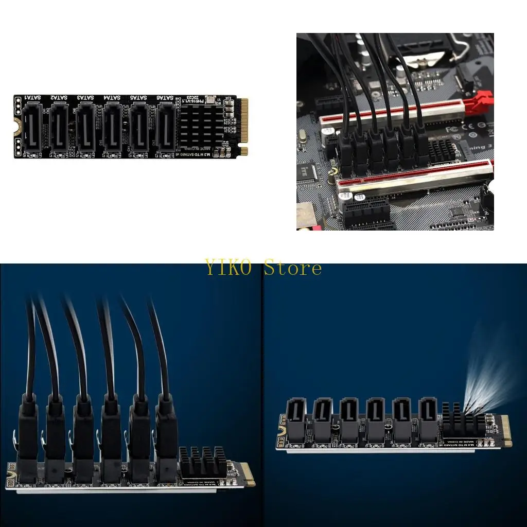 

K32C Внутренняя 6-портовая карта контроллера III 6 ГБ/с M-key PCIE для настольных ПК с поддержкой SSD HDD с