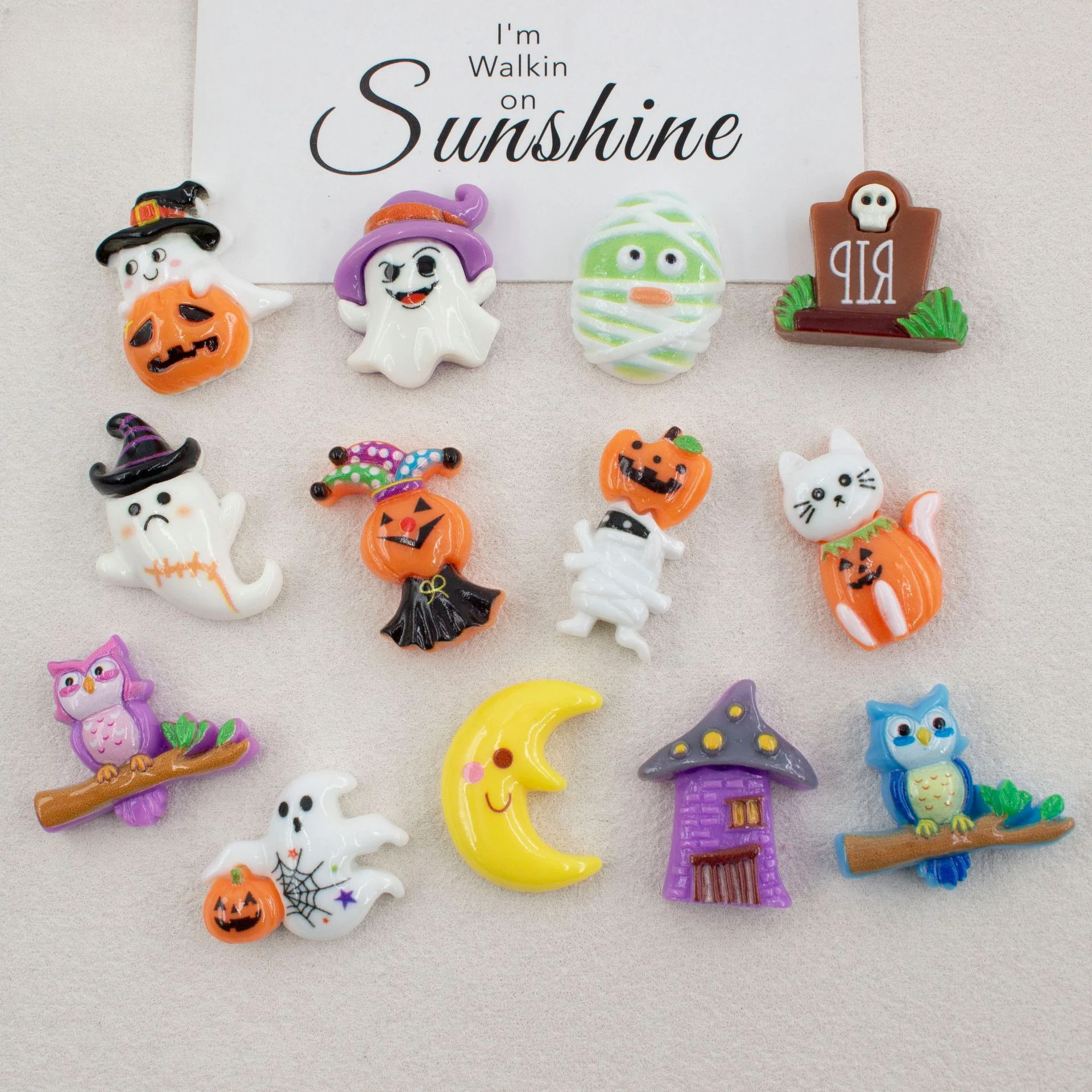 100pcs Cute Halloween Ghost Series Resin Flatback Cabochon DIY for Phone Case Hairpin Keychain Earrings Scrapbook Shoes Buckle