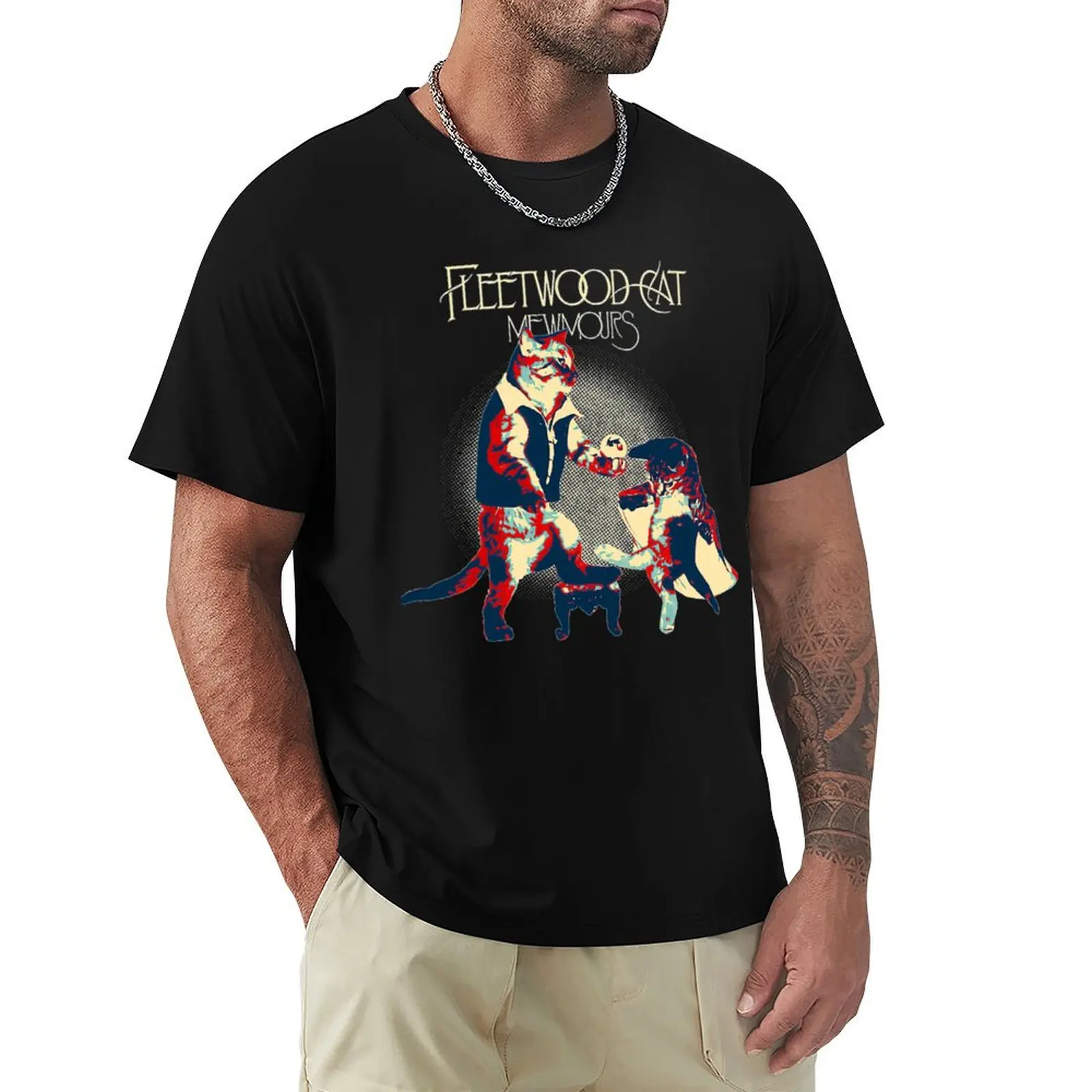 

FLEETWOOD CAT T-Shirt summer tops basketball graphic tees tees Short sleeve tee men