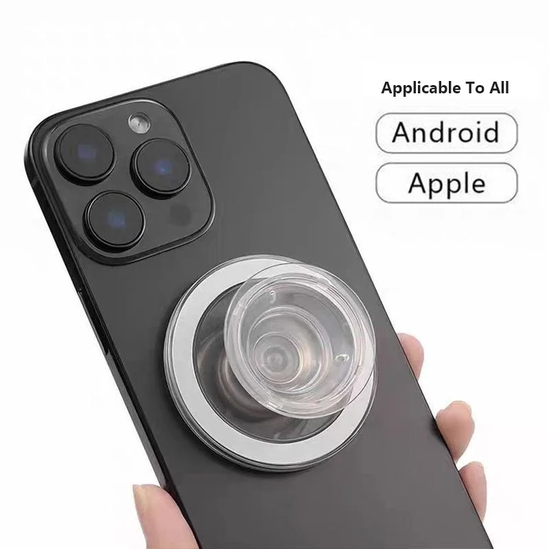 Magnetic Folding Mobile Phone Grip Ring with Iron Ring- Finger Expanding Stand Holder Support for iPhone Samsung All Smartphones