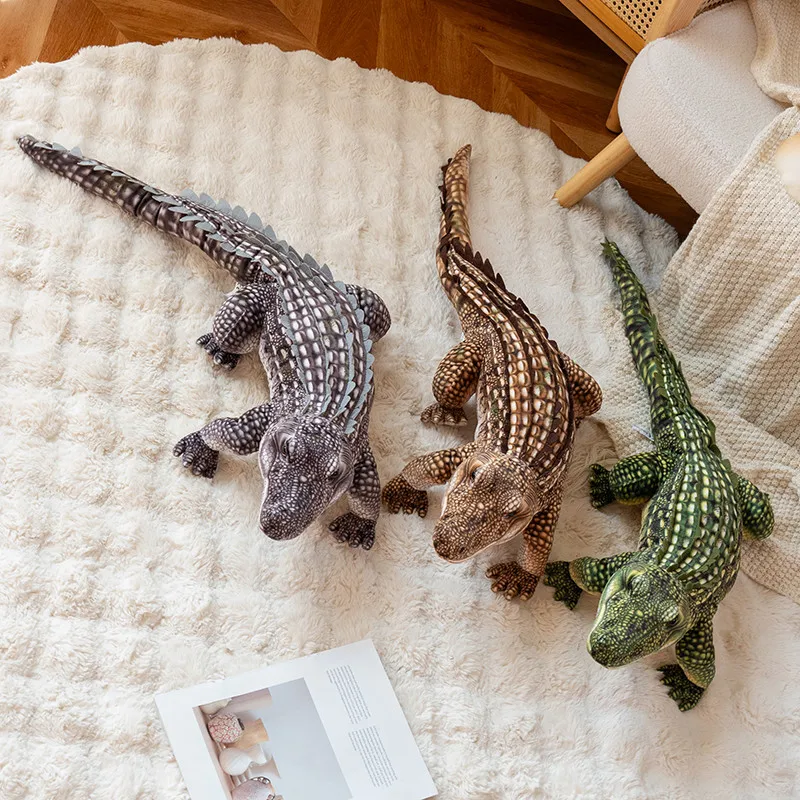 Simulação crocodilo pelúcia lance travesseiro brinquedo vida real animais de pelúcia jacaré plushies almofada realista brinquedos macios decoração para casa
