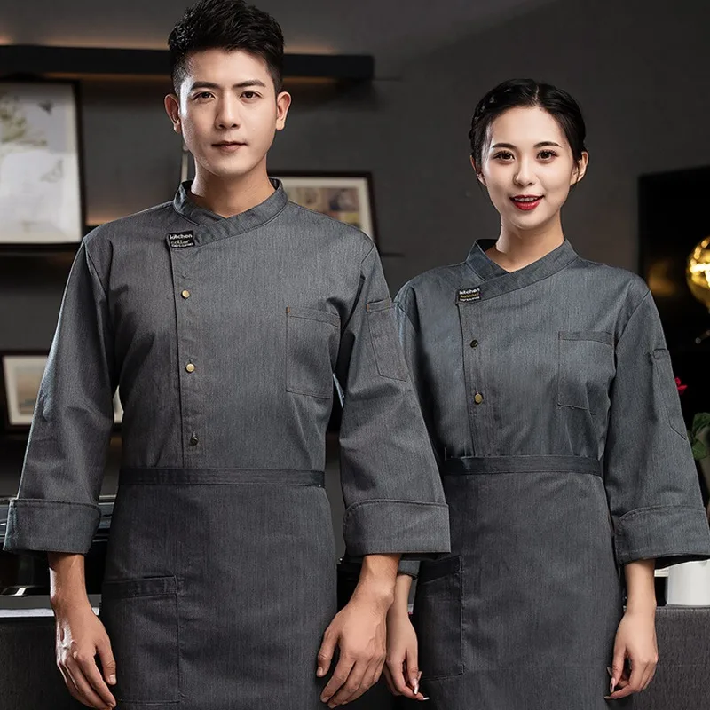

Рабочая одежда для поваров, мужская униформа с длинными рукавами на осень и зиму, влагоотводящая униформа для отелей, ресторанов, столовых, кухонного персонала