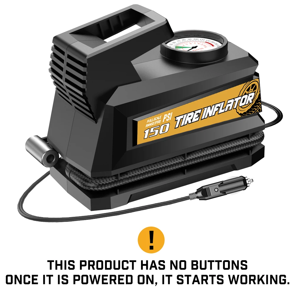 Carsun 12V 22-Cylinder Portable Air Compressor, Small & Lightweight, Strong Power, No Switch Plug-and-Play Design