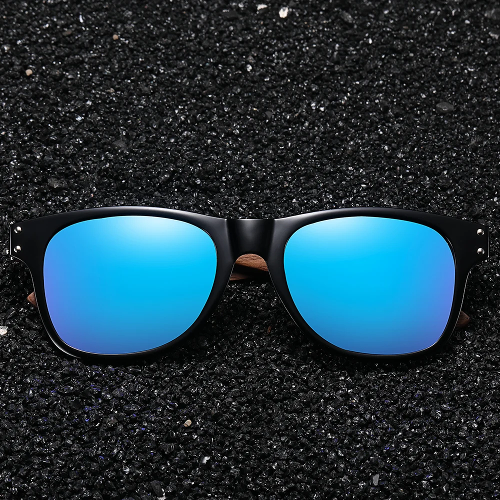 XSW Natural Wooden Sunglasses Men Polarized Fashion Sun Glasses Original Wood Black 8001