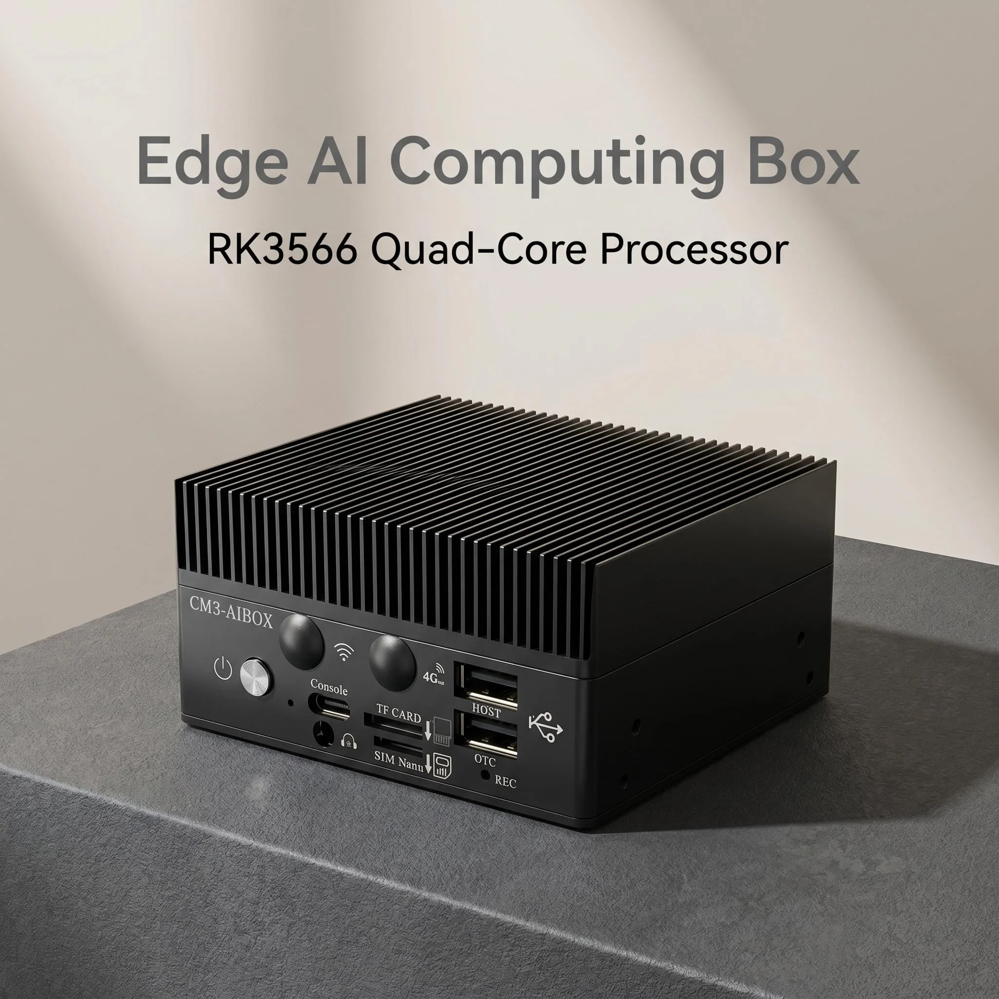 TM-CM3-AIBOX RK3566 Edge AI Box Ubuntu24.04 Open Source Dual Ethernet M.2 Slot Support 4G WiFi6 RS485 CAN Industrial IoT Computi