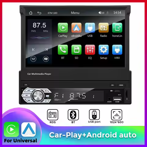 New Carplay Android Auto 1Din 7'' Retractable Universal Car Stereo Radio TouchScreen MP5 Player Intelligent Vehicle System BT FM - AliExpress 