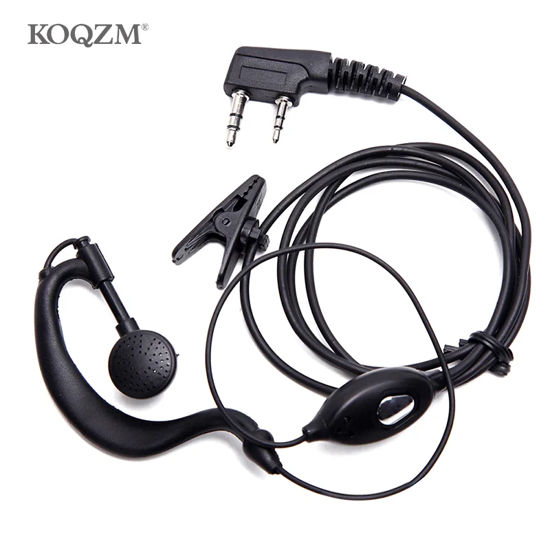 Wired Two Way Ham Rádio fone de ouvido, Walkie Talkie Headset, K-Plug fone de ouvido, BF-888S, UV5R, 992 Earwear