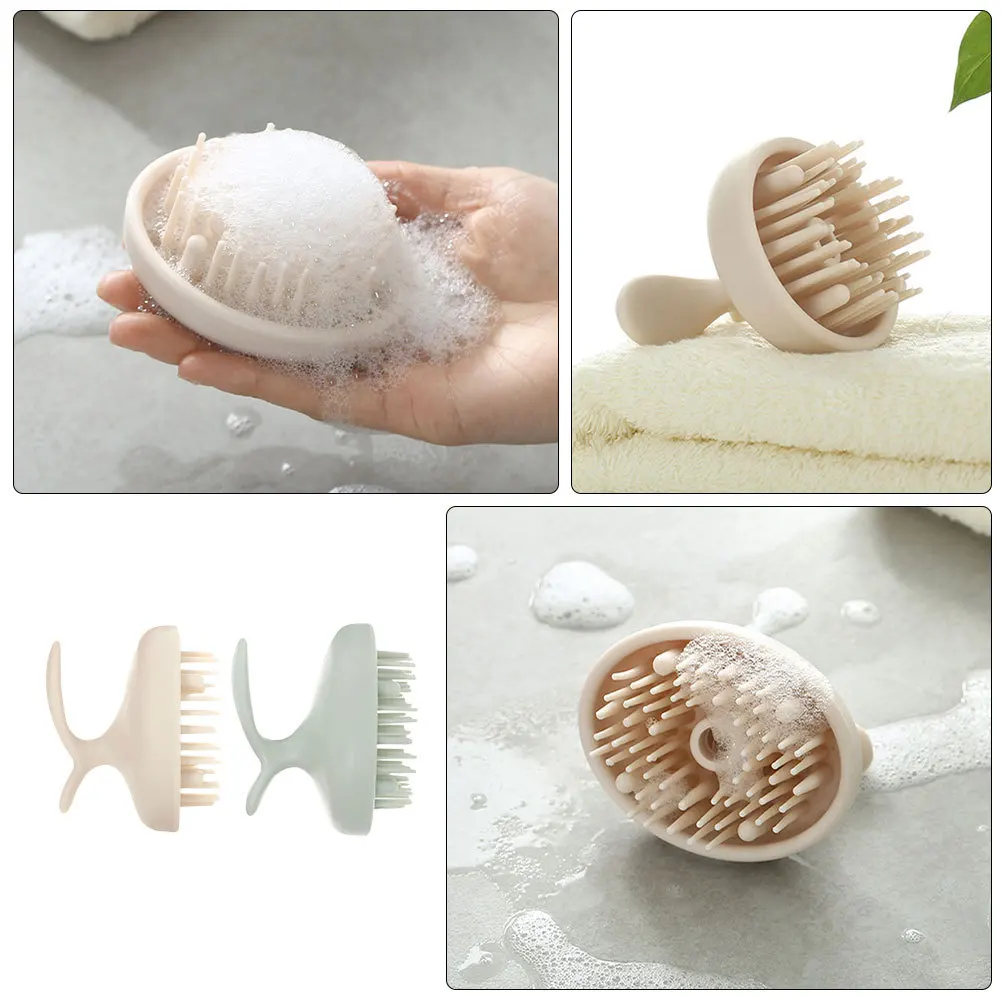 

2Pcs Hair Scalp Shampoo Brush Dual Purpose Dry Wet Use Deep Cleaning Massage Tool for Healthy Scalp Anti Hair Loss Lightweight