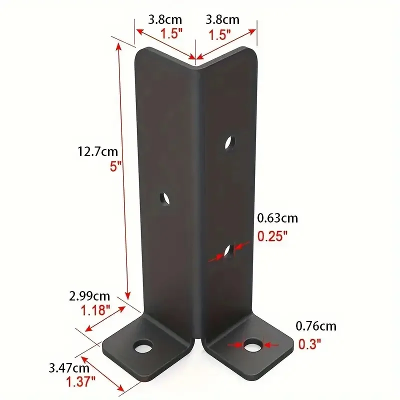 2pcs Adjustable Deck Post Anchor Bracke Heavy-Duty Metal Support Wood Fence Mounts Compact Mounting Bracket Post Stabilizer