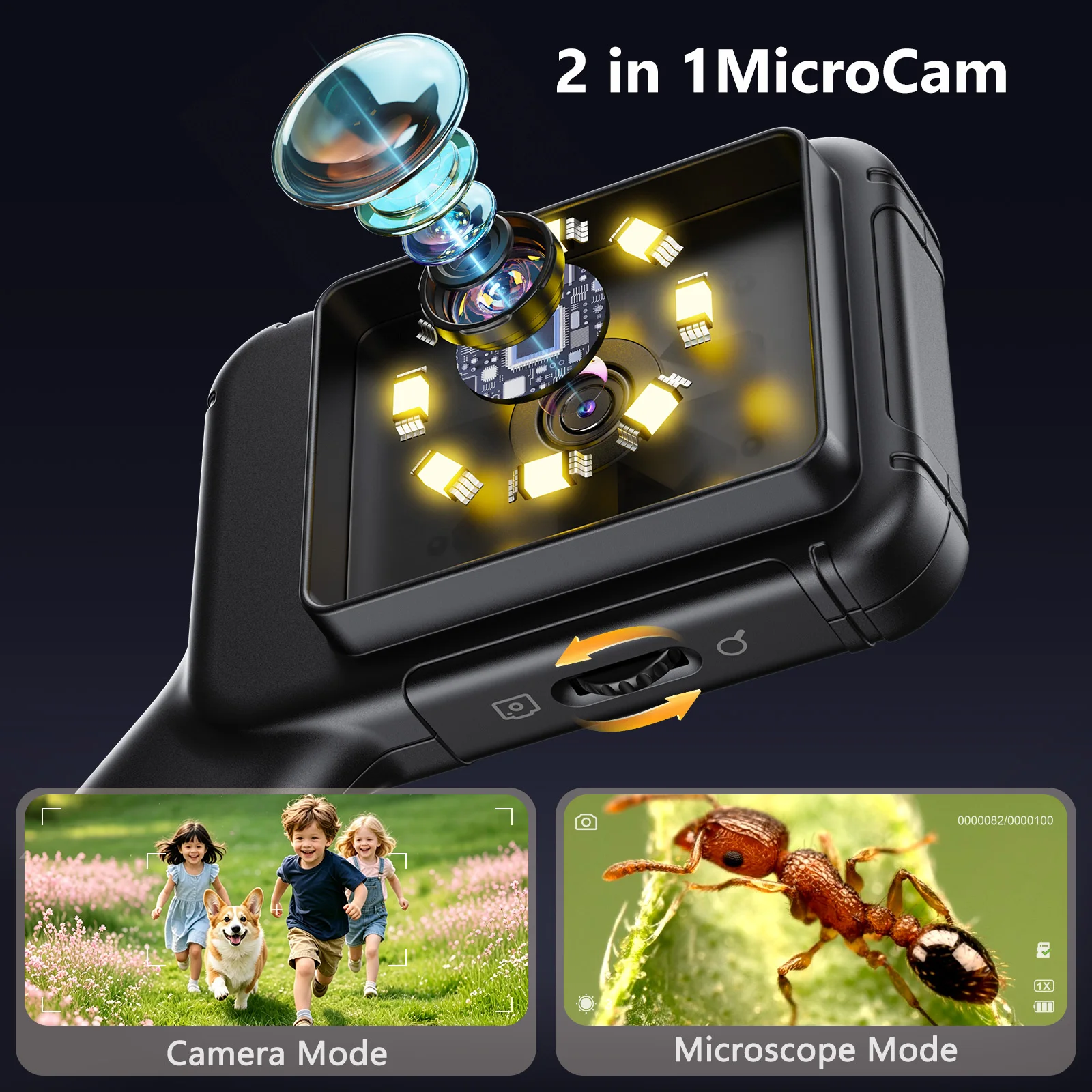 2.8inch Digital Microscope 1000X Handheld Soldering Microscopes for Adults, Electronics Repair, Coin, PC View,8 LEDs,Gifts
