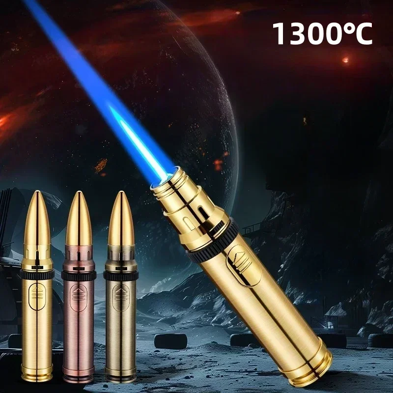 

Outdoor Metal High Power Lighter 1300 Degree Creative Missile Design Torch Butane Safety Lock Barbecue Kitchen Cigar Lighter