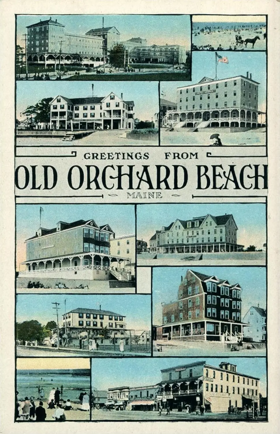 TYmall Muroanmi Retro Metal Tin Signs Vintage Postcard, Greetings from Old Orchard Beach, Maine, 10 Views, Large Letter, Ca sign