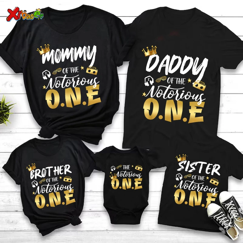 

Notorious One Shirts Kids Birthday Shirt Boy Girl Family Matching Outfits 1st Party TShirt Toddler Baby Familia Custom Name