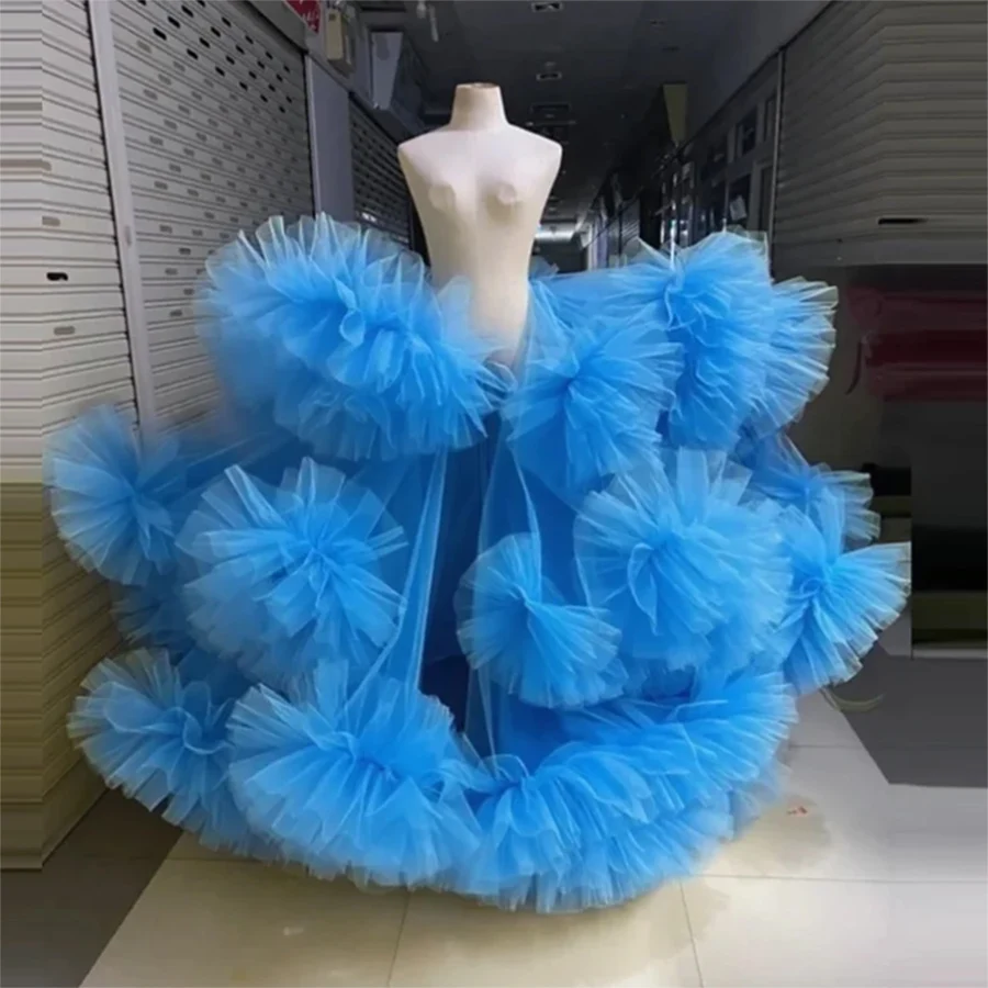 

Extra Puffy Tulle Ruffles Women Skirt Tiered Ball Gown Long Overskirt Girls Birthday Party Formal Wear Custom Tutu Skirt
