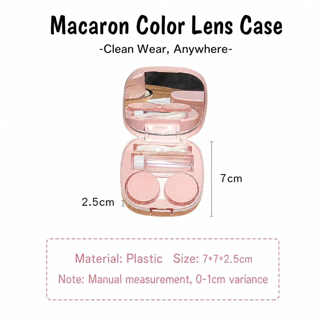 Minimalist Contact Lens Case Portable Mirror Kit Macaron Color Travel Storage Box Eye Care Set Durable Hard Lens Accessory Box